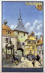 Terugkeer van bedevaart van Mont Sainte Odile naar Rosheim - Poster van de spoorwegen van Elzas en Lotharingen, door Hansi