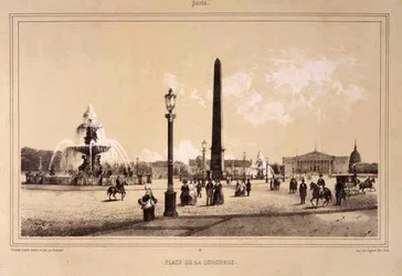 Place de la Concorde, Parijs, gegraveerd door Auguste Bry