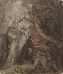 Dante mediteert over de "Goddelijke Komedie"