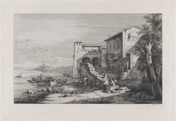 Zicht op het oude douanehuis in Rome