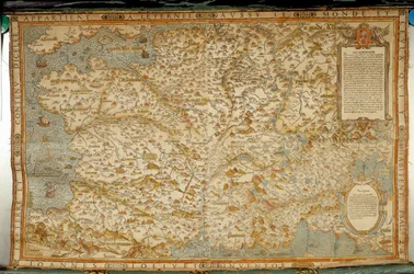 Geografische kaart van Gallië die de grenzen met Duitsland en Italië toont