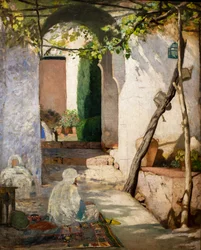 Marokkaanse binnenplaats, vóór 1880 (Olieverf op doek)