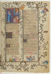 Bladzijde uit het Brevier van Karel V: Jesaja kondigt de komst van de Messias aan, met de verschijning van de Maagd Maria