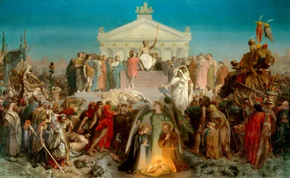 Eeuw van Augustus: geboorte van Onze Heer Jezus Christus. Triomf van Augustus (Octavianus of Octavian, 63 v.Chr.-14 n.Chr.), Romeins keizer. Illustratie van het werk 