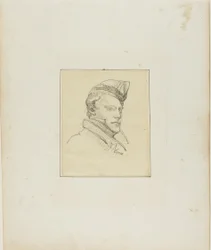 Portret van een jonge man met een militaire pet