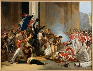 Frans: Inname van het Louvre, 29 juli 1830; bloedbad van de Zwitserse Garde