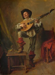 Soldaat die de Theorbo speelt, 1865