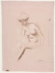 Zittende naakt, vierde kwart 1800s of eerste derde 1900s