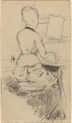 Jonge Vrouw Zittend aan een Piano [recto], ca. 1890