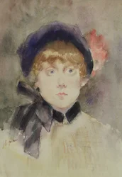 Jonge vrouw met een blauwe hoed, 1883