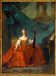 Portret van Madame Henriette de France (1727-1752) dochter van Lodewijk XV, spelend op de viola da gamba
