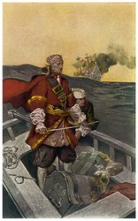 Portret van de Welshe piraat en kaper Henry Morgan (1635-1688) Illustratie door J.N. Marchand (1883-1941) uit 