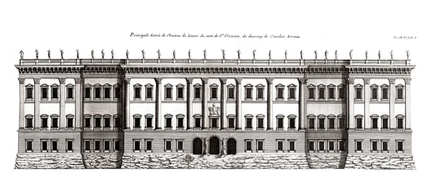 Het Louvre in Parijs, project van Gian Lorenzo Bernini: elevatie van de hoofdgevel aan Saint-Germain l