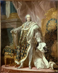 Portret van Louis XV in heilige kleding, koning van Frankrijk