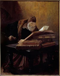 De oude wetenschapper. Schilderij door Jean Paul Laurens. 1889. Olie op doek. Toulouse, Musee Des Augustins