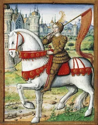 Miniatuur ter versiering van Les vies des femmes célèbres door Antoine Dufour, ms. 17, folio 76 verso, Nantes, Musée Dobrée, 1504-1506.