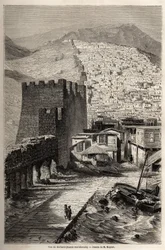 Uitzicht op Derbent