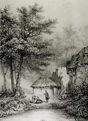 Jean-Jacques Rousseaus (1712-78) Hut in Ermenonville, 1842
