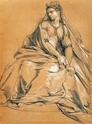 De actrice Adrienne Lecouvreur (1692-1730) in de titelrol van Andromaque, door Jean Racine (1639-1699)