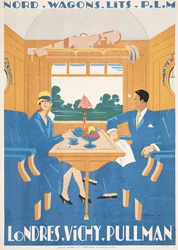 Reclameposter voor de London naar Vichy Pullman-express trein