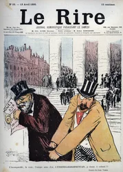 De onvergelijkbare, de ware, de enige goudmijn, de eeuwige gogogofontein, ik geef een wil - tekening door Jean Veber (1868-1928) Le rire van 13 april 1895