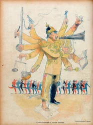 William II (1859-1941) (Kaiser Wilhelm II Duitse keizer en koning van Pruisen) - de man orkest van het Europese concert - karikatuur in 