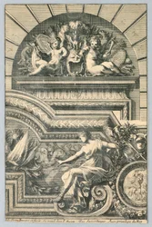 Ontwerp voor bovendeur en lijst, uit "Recherche de Plusieurs Beaux Morceaux"