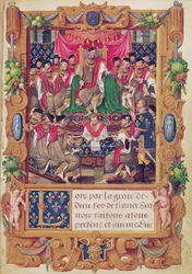 Henri II zit een kapittelvergadering van de Franse ridderorde van Saint-Michel voor
