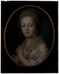 Een jonge vrouw bij haar toilet