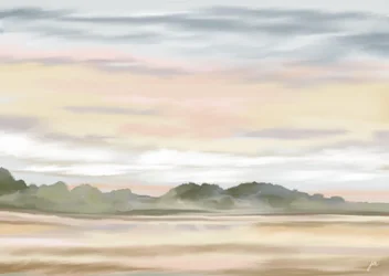 Rustig pastelkleurig landschap
