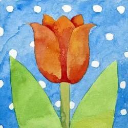 Tulp blauw wit gevlekte achtergrond, 2013 (aquarel)