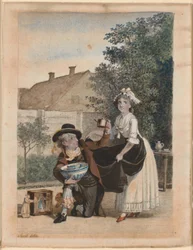 Een scène uit P. A. Heibergs toneelstuk "Chinafarene"