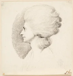 De actrice Mme. Frydendahl, geboren Møller. Profiel naar links