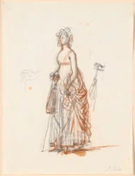 Studie voor het Ryberg-familieportret; Mevrouw Rybergs figuur en rechterhand met een parasol