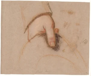 Studie voor het Rybergs familieportret; Johan Christian Rybergs linkerhand houdend een hoed