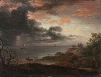 Onweer dat in de zee stort