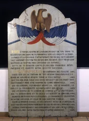 Inscriptie op hout: Joods gebed in het Frans voor keizer Napoleon III. 19e eeuws Elzas
