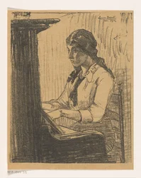 Laura Bacot die een piano bespeelt