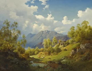 Landschap, motief uit de Numme-vallei in Noorwegen, 1850