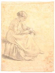Zittende, lezende vrouw