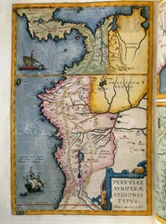 Goudrijke gebieden van Peru, Volume VII, Atlas Maior, door Joan Blaeu (1596-1673), kopergravure, 57,5x39 cm, Amsterdam