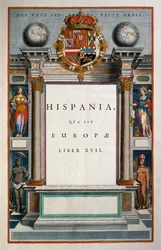Hispania quae est Europae (Spanje), Boek XVII, titelpagina Volume IX, Atlas Maior, door Joan Blaeu, kopergravure, Amsterdam