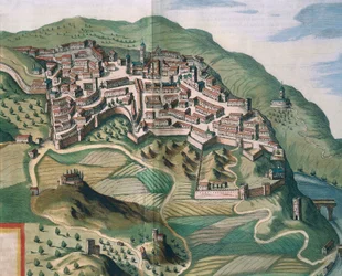 Kaart van Narni uit Theatrum civitatum et admirandorum Italiae, gravure
