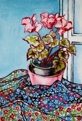 Cyclamen met stoffen met patronen, 1999