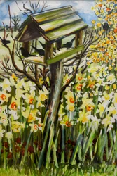 Narcissen en Vogels in het Vogelhuis