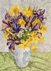 Iris en Narcissen met Geweven Textiel, 2008