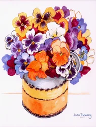 Viooltjes in een Midwinterkan, 2000, aquarel op handgemaakt papier