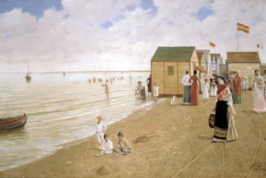 Sanlucar de Barrameda strand,19e eeuw (olieverfschilderij)