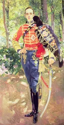 Portret van koning Alfonso XIII (1886-1941) in het uniform van de Huzaren