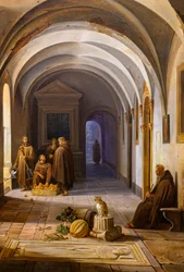 Franciscaner monniken in het klooster van Santa Maria d